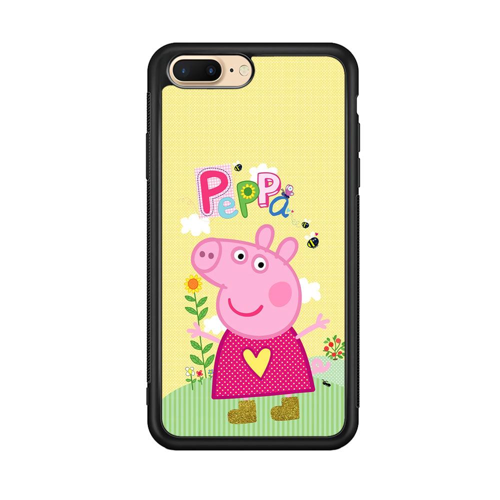 Peppa Pig Sunday Gardening iPhone 8 Plus Case-Rubber Black (2D Case)-Oxvistore
