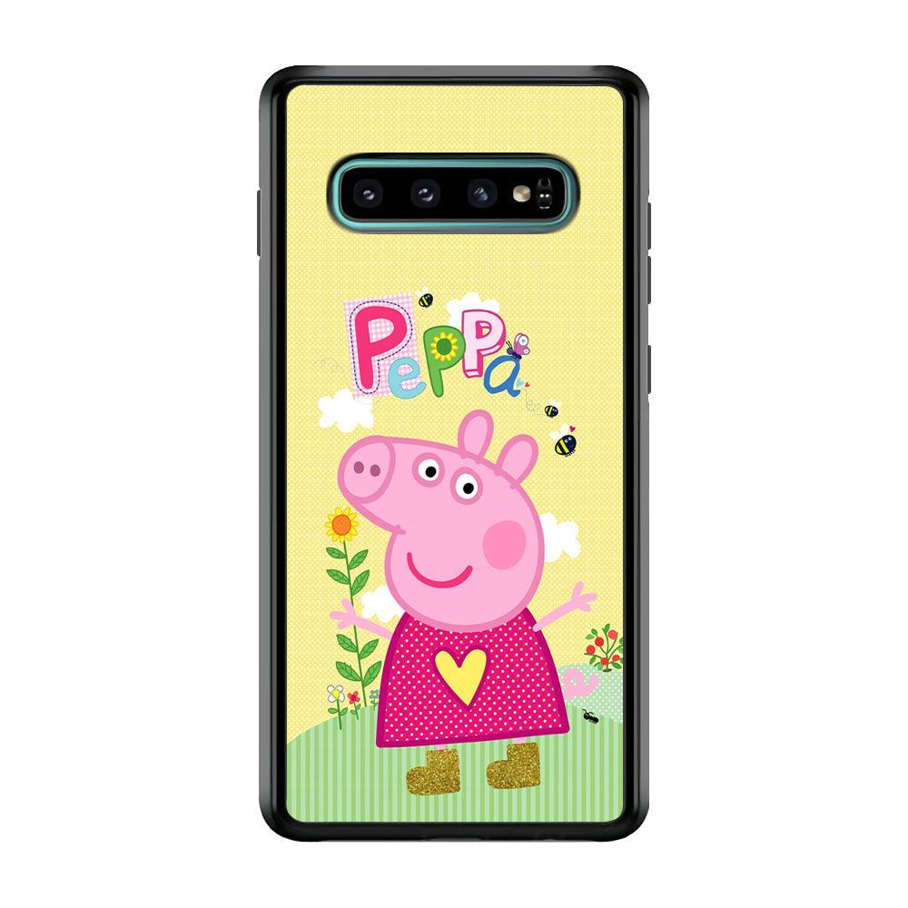 Peppa Pig Sunday Gardening Samsung Galaxy S10 Case-Rubber Black (2D Case)-Oxvistore