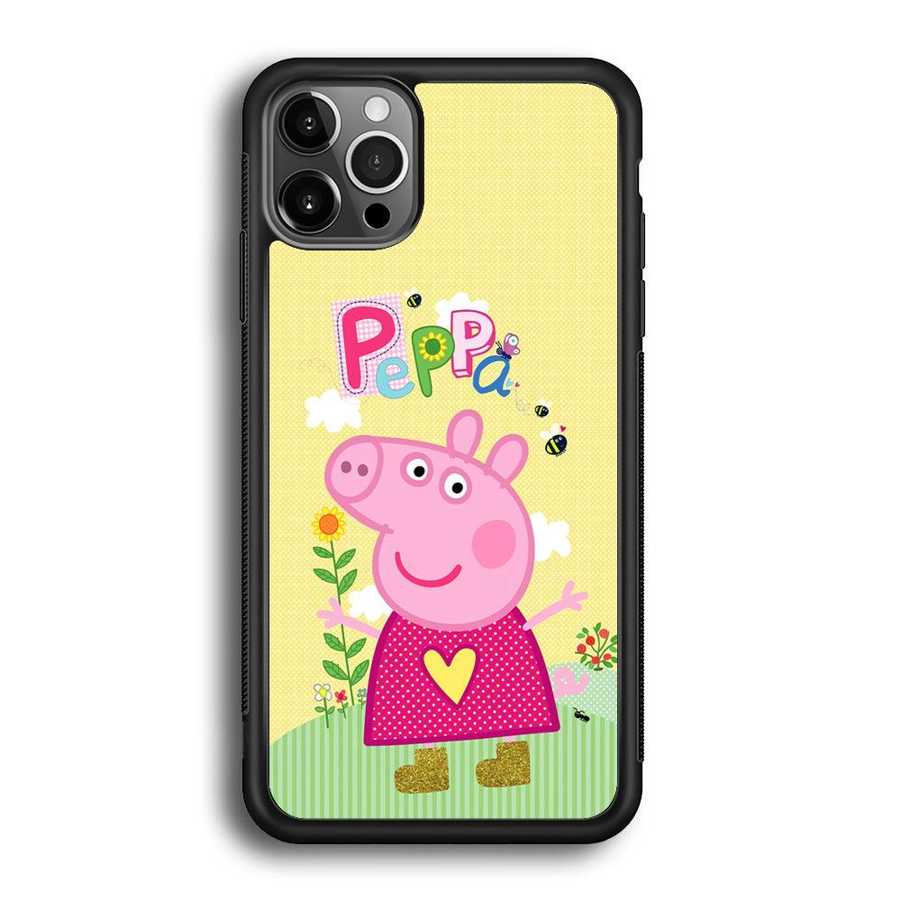 Peppa Pig Sunday Gardening iPhone 12 Pro Case-Rubber Black (2D Case)-Oxvistore