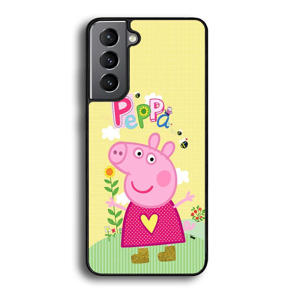Peppa Pig Sunday Gardening Samsung Galaxy S21 Plus Case-Rubber Black (2D Case)-Oxvistore