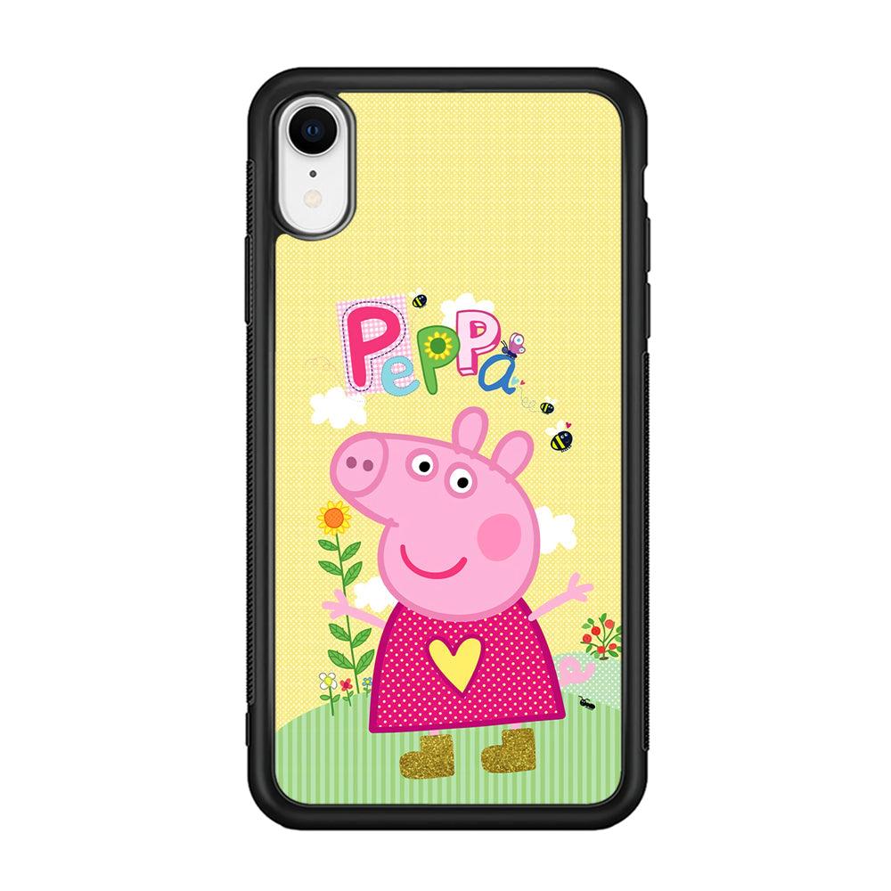 Peppa Pig Sunday Gardening iPhone XR Case-Rubber Black (2D Case)-Oxvistore