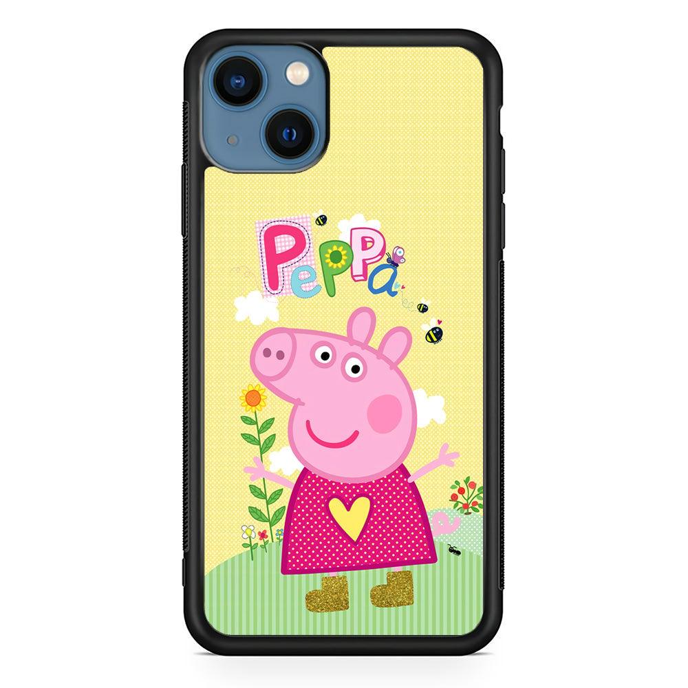 Peppa Pig Sunday Gardening iPhone 14 Plus Case-Rubber Black (2D Case)-Oxvistore
