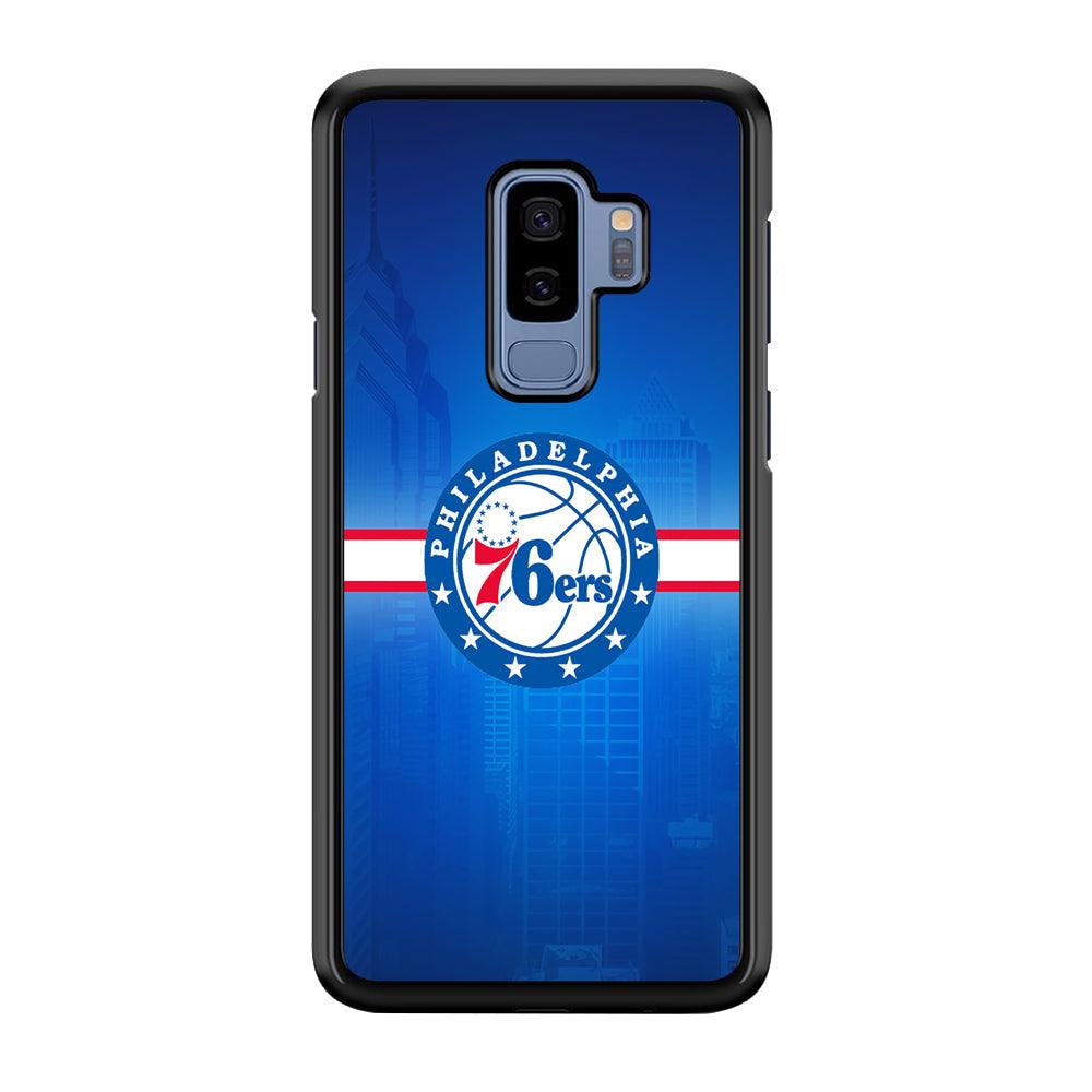 Philadelphia 76ers Bluish Shadow Samsung Galaxy S9 Plus Case-Rubber Black (2D Case)-Oxvistore