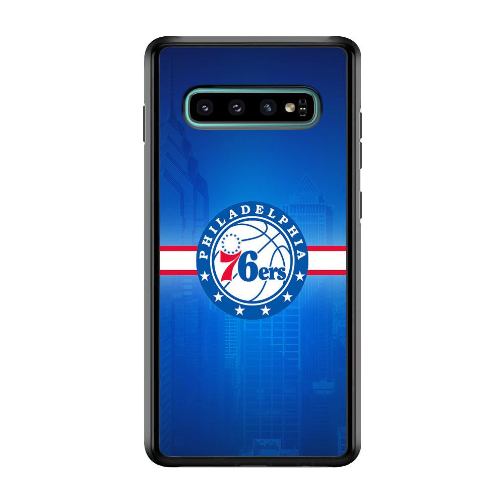 Philadelphia 76ers Bluish Shadow Samsung Galaxy S10 Case-Rubber Black (2D Case)-Oxvistore
