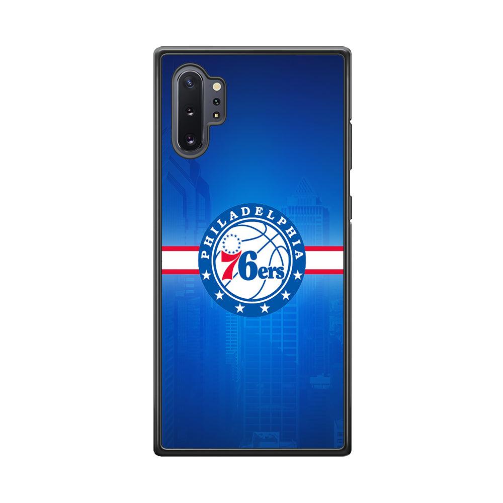 Philadelphia 76ers Bluish Shadow Samsung Galaxy Note 10 Plus Case-Rubber Black (2D Case)-Oxvistore