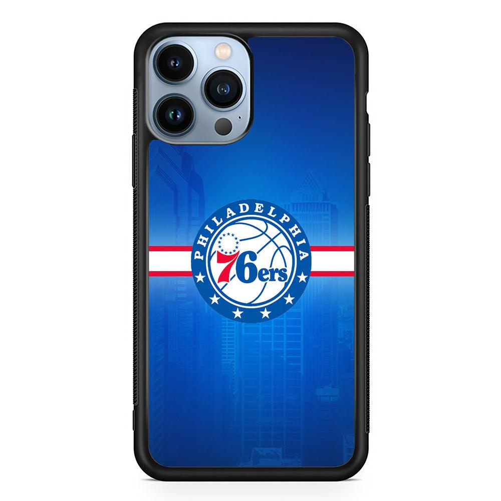 Philadelphia 76ers Bluish Shadow iPhone 15 Pro Case-Rubber Black (2D Case)-Oxvistore
