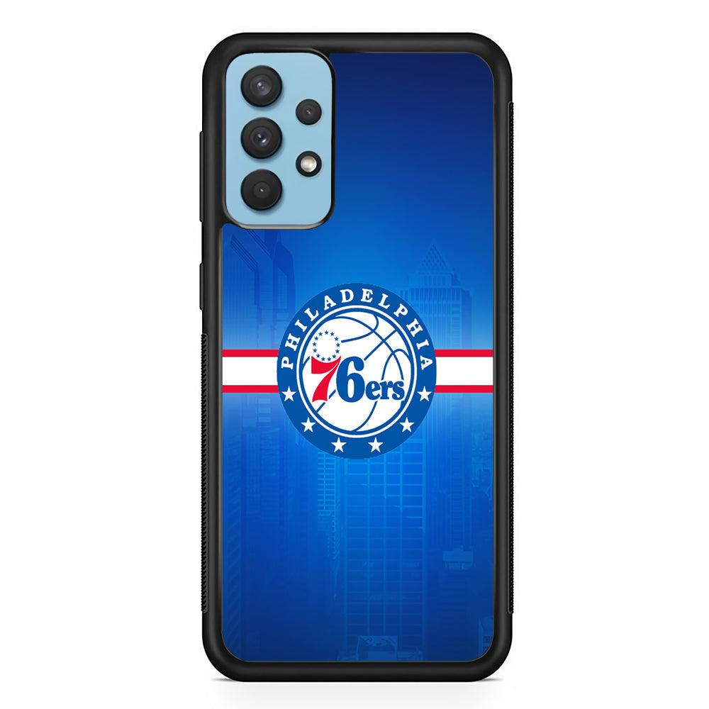 Philadelphia 76ers Bluish Shadow Samsung Galaxy A32 Case-Rubber Black (2D Case)-Oxvistore