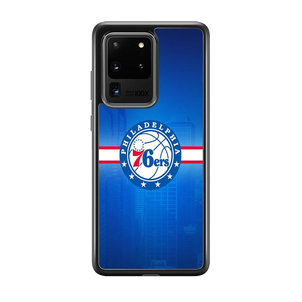Philadelphia 76ers Bluish Shadow Samsung Galaxy S20 Ultra Case-Rubber Black (2D Case)-Oxvistore