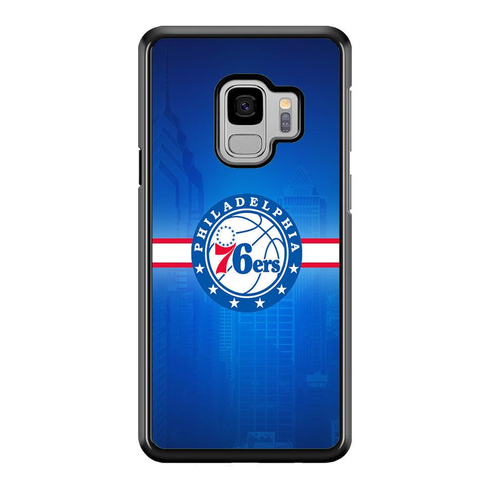 Philadelphia 76ers Bluish Shadow Samsung Galaxy S9 Case-Rubber Black (2D Case)-Oxvistore