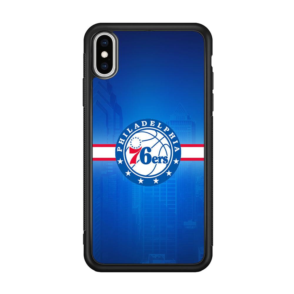 Philadelphia 76ers Bluish Shadow iPhone Xs Max Case-Rubber Black (2D Case)-Oxvistore