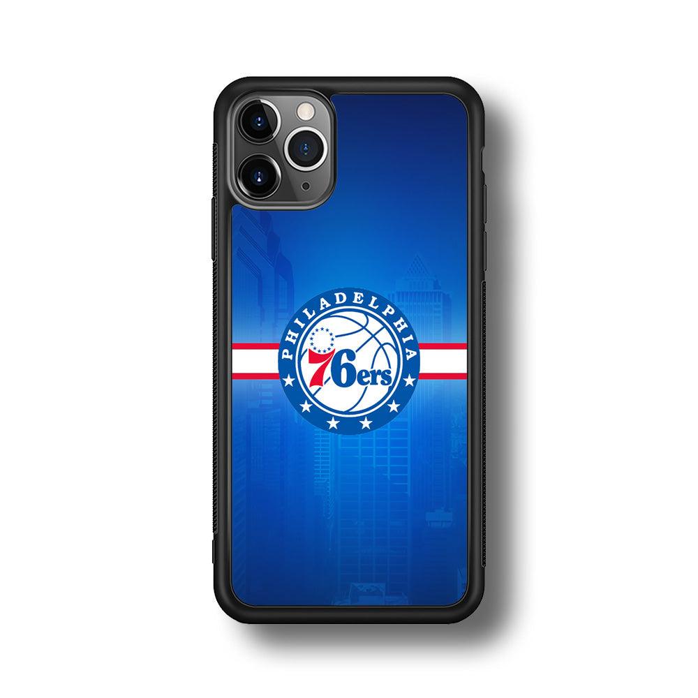 Philadelphia 76ers Bluish Shadow iPhone 11 Pro Case-Rubber Black (2D Case)-Oxvistore