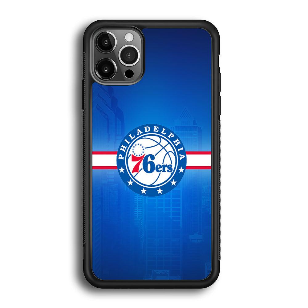 Philadelphia 76ers Bluish Shadow iPhone 12 Pro Max Case-Rubber Black (2D Case)-Oxvistore