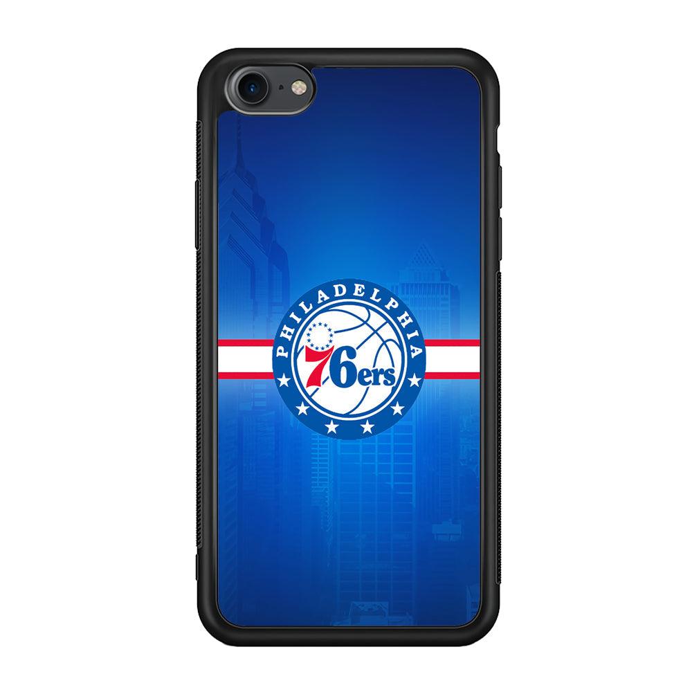Philadelphia 76ers Bluish Shadow iPhone 8 Case-Rubber Black (2D Case)-Oxvistore