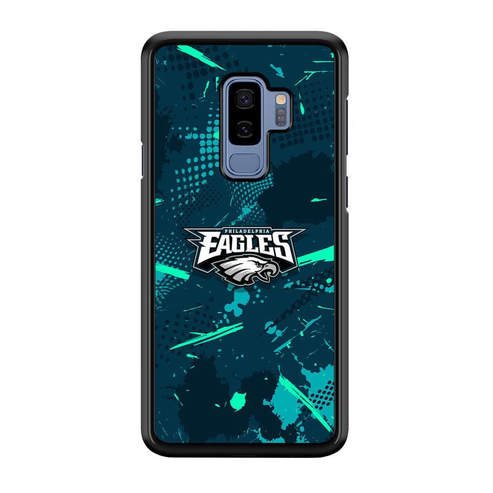 Philadelphia Eagles Abstract Bold Green Samsung Galaxy S9 Plus Case-Rubber Black (2D Case)-Oxvistore