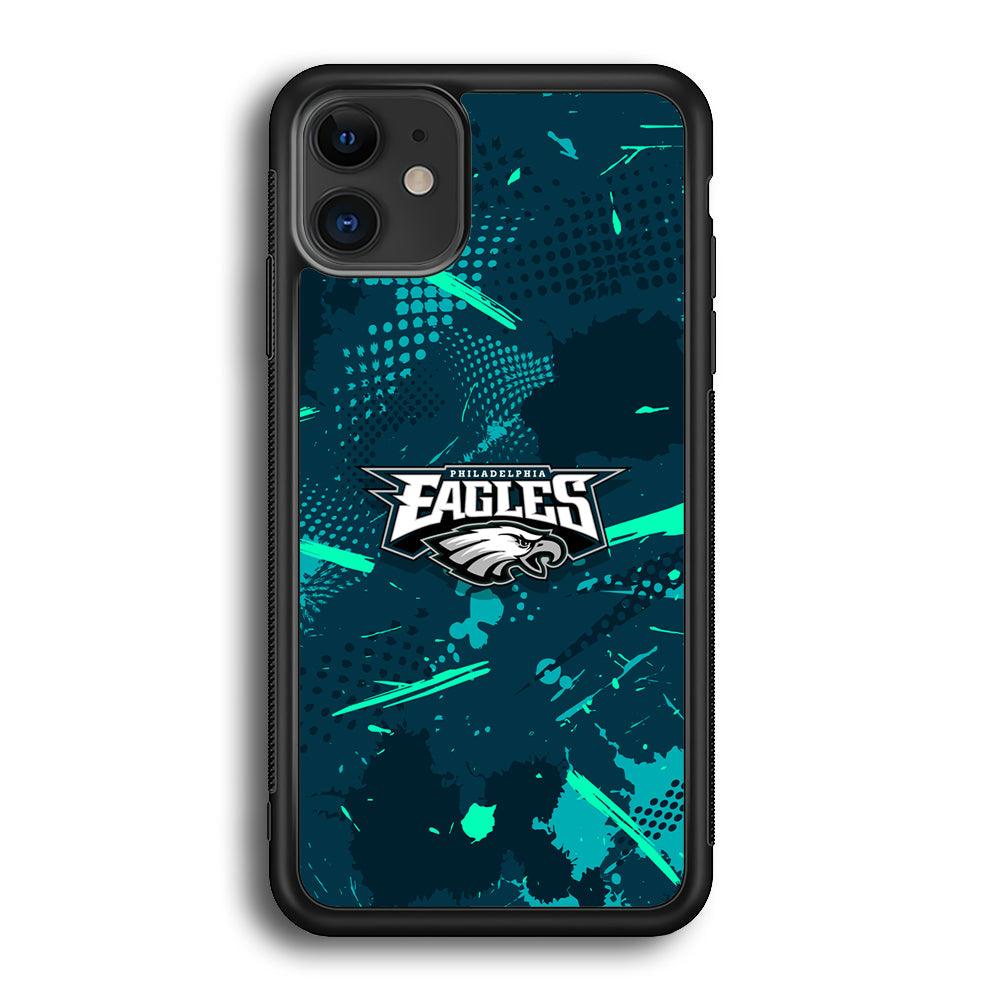 Philadelphia Eagles Abstract Bold Green iPhone 11 Case-Rubber Black (2D Case)-Oxvistore