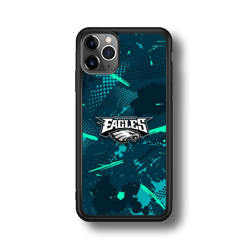 Philadelphia Eagles Abstract Bold Green iPhone 11 Pro Case-Rubber Black (2D Case)-Oxvistore