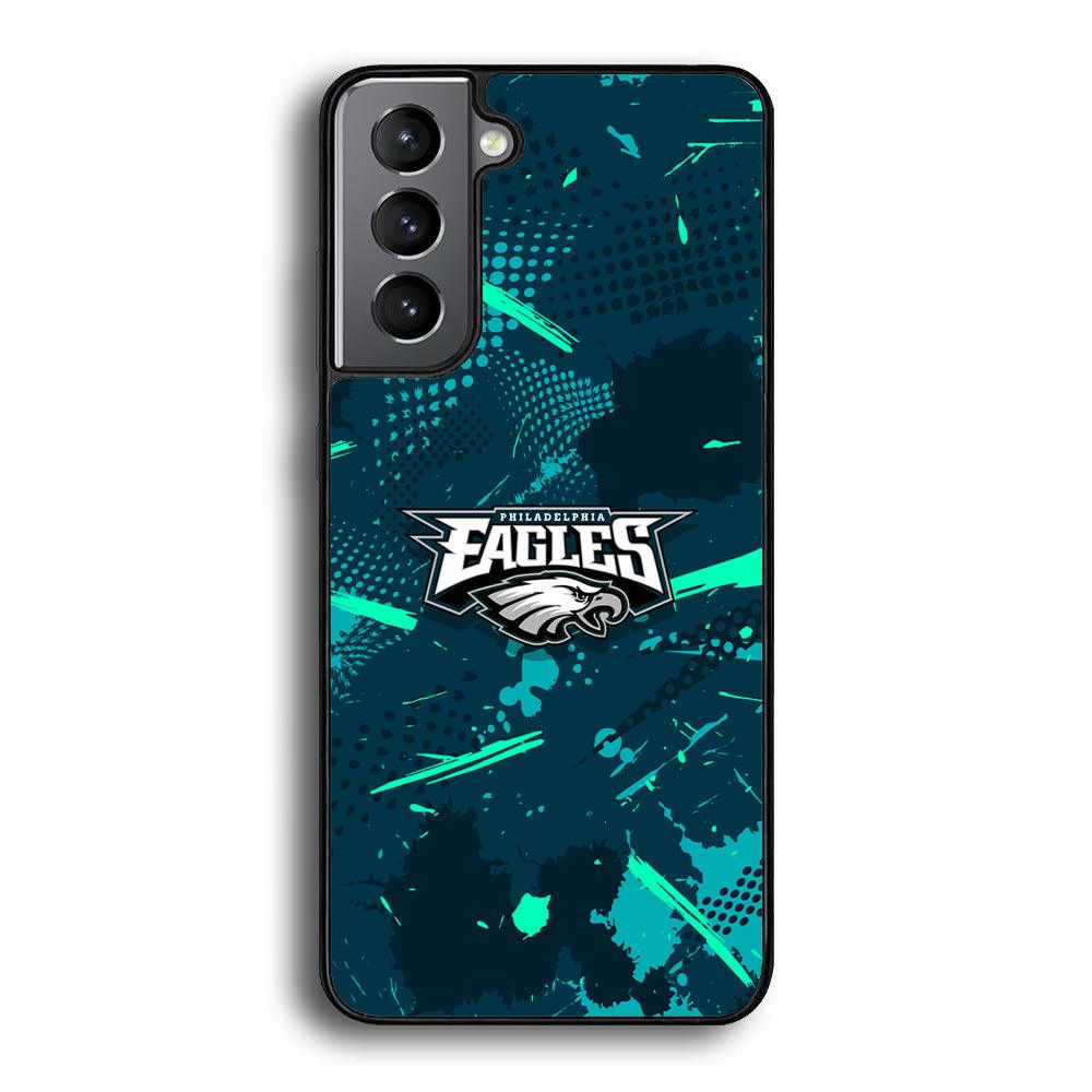 Philadelphia Eagles Abstract Bold Green Samsung Galaxy S21 Case-Rubber Black (2D Case)-Oxvistore