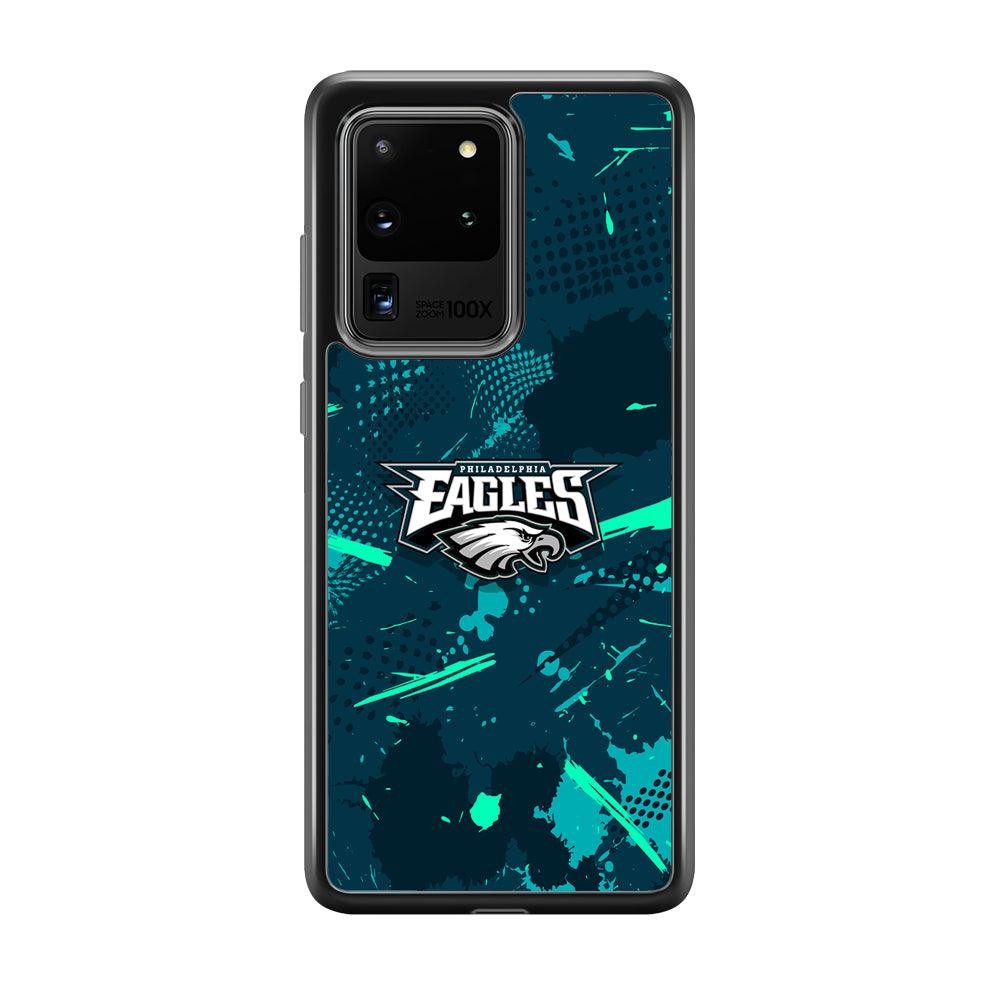 Philadelphia Eagles Abstract Bold Green Samsung Galaxy S20 Ultra Case-Rubber Black (2D Case)-Oxvistore