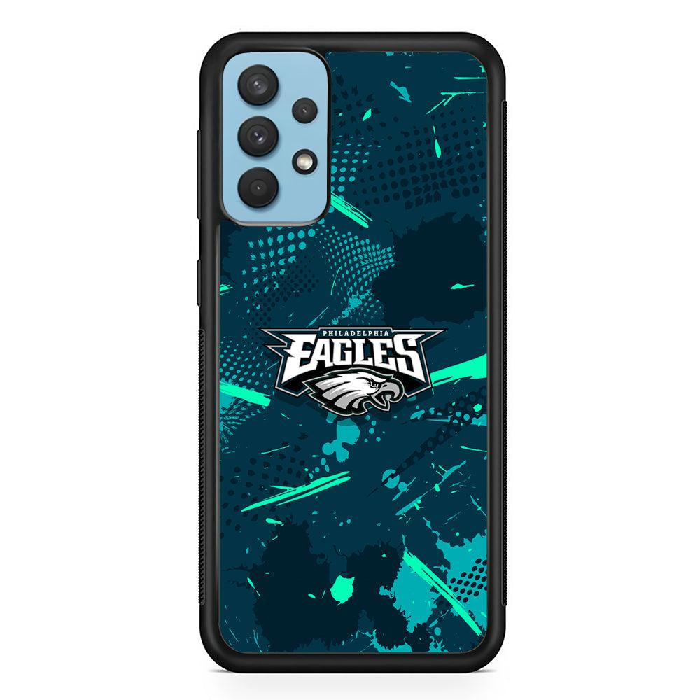 Philadelphia Eagles Abstract Bold Green Samsung Galaxy A32 Case-Rubber Black (2D Case)-Oxvistore