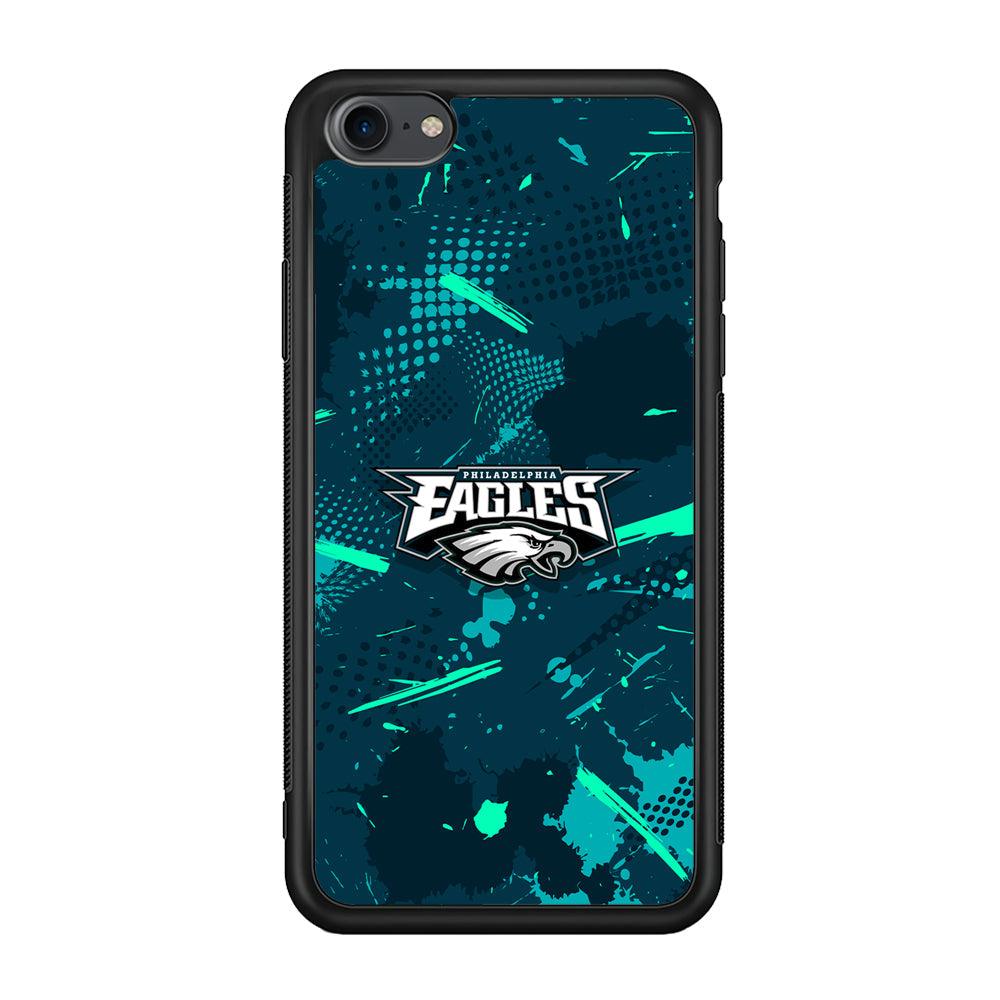 Philadelphia Eagles Abstract Bold Green iPhone 8 Case-Rubber Black (2D Case)-Oxvistore