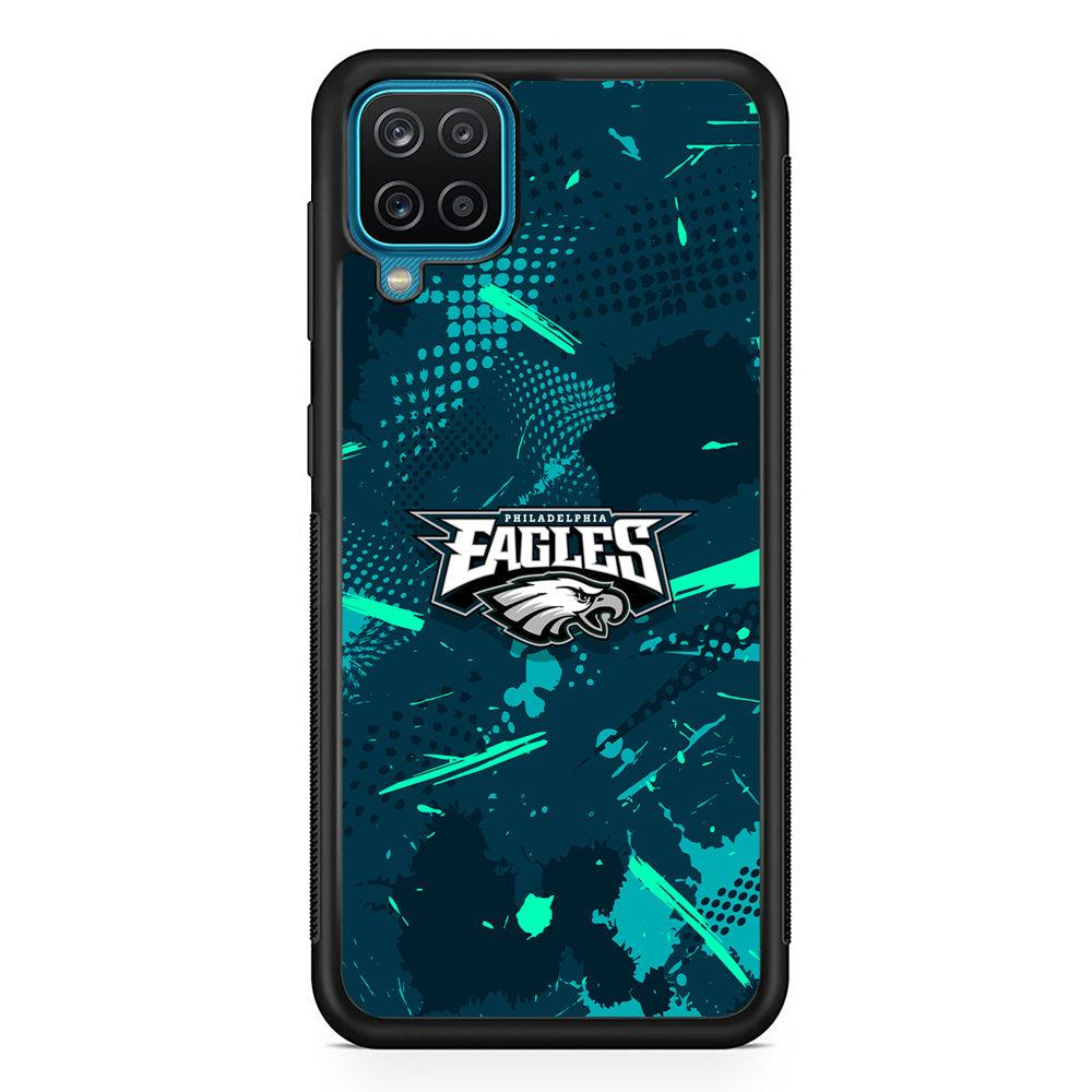 Philadelphia Eagles Abstract Bold Green Samsung Galaxy A12 Case-Rubber Black (2D Case)-Oxvistore
