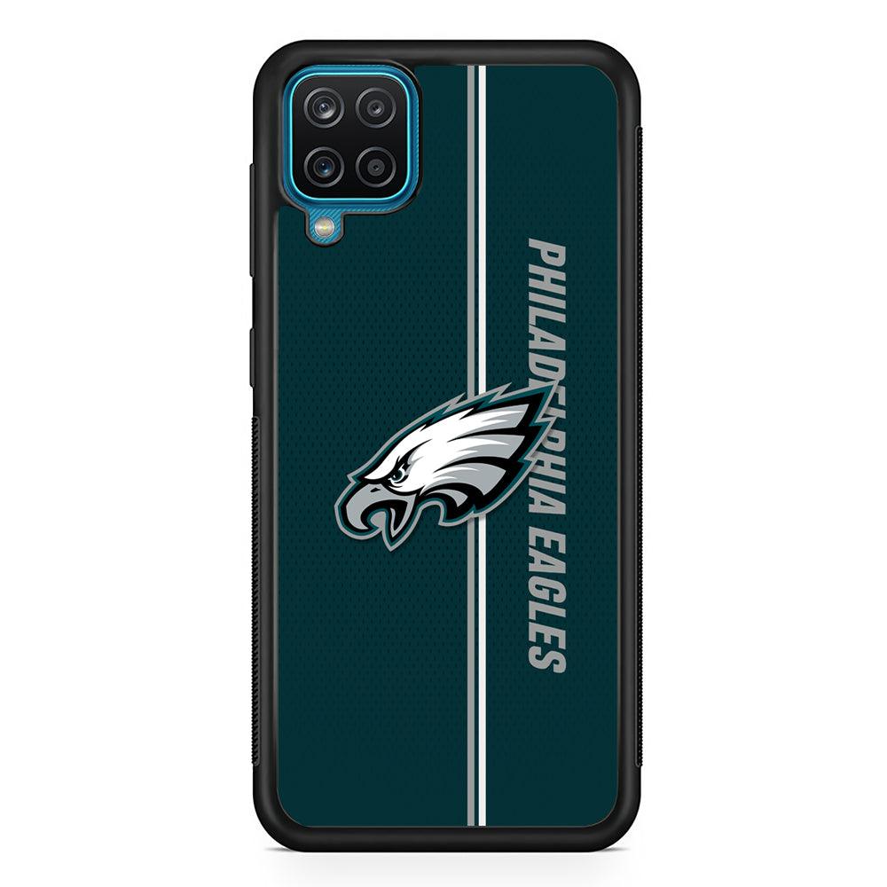 Philadelphia Eagles Stare of Faith Samsung Galaxy A12 Case-Rubber Black (2D Case)-Oxvistore