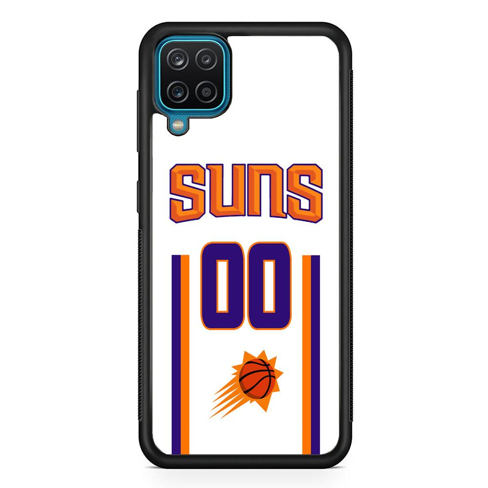Phoenix Suns White Zero Jersey Samsung Galaxy A12 Case-Rubber Black (2D Case)-Oxvistore