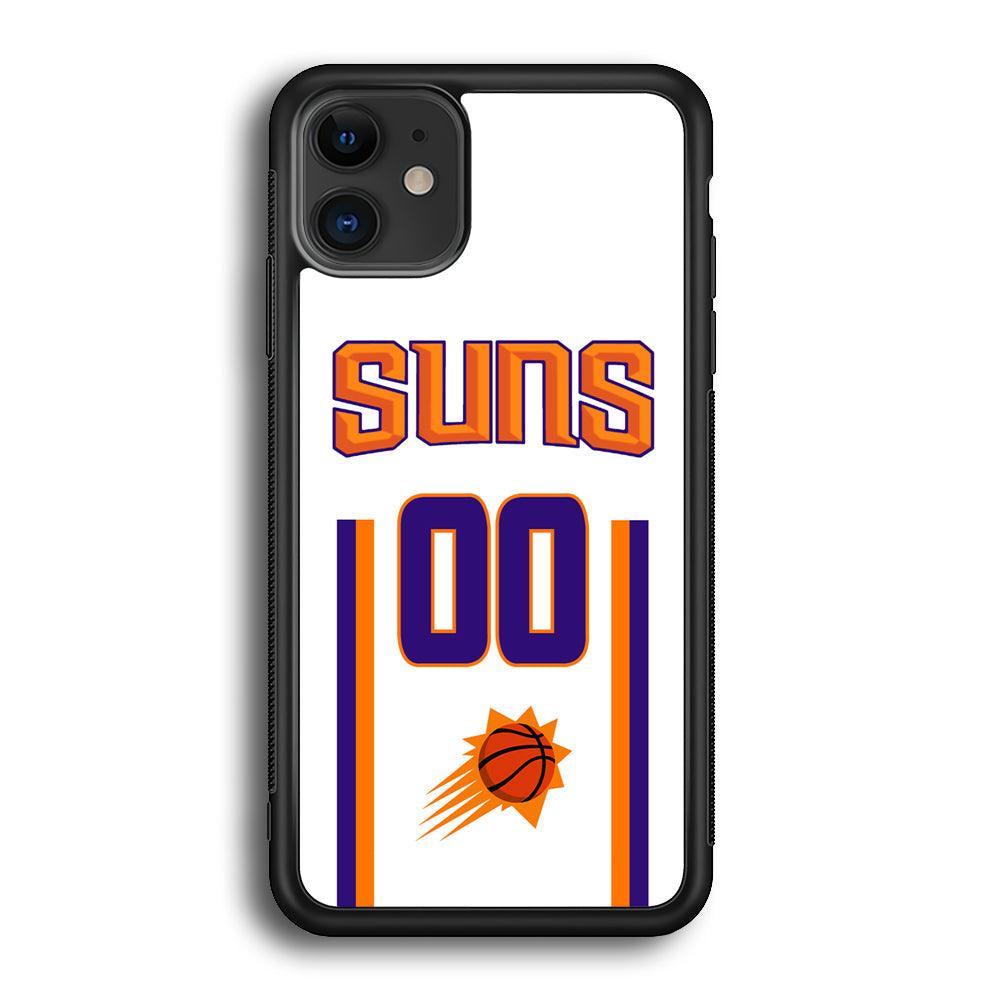 Phoenix Suns White Zero Jersey iPhone 12 Case-Rubber Black (2D Case)-Oxvistore
