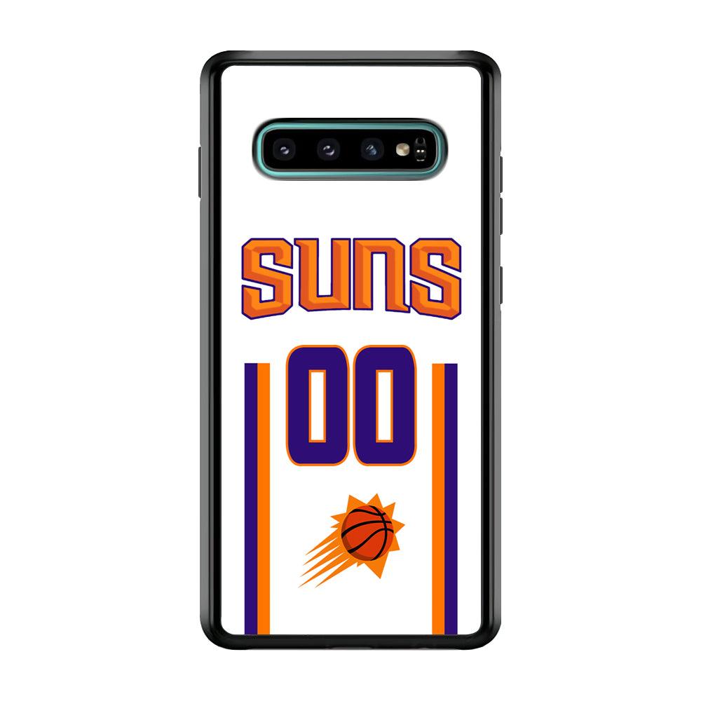 Phoenix Suns White Zero Jersey Samsung Galaxy S10 Case-Rubber Black (2D Case)-Oxvistore
