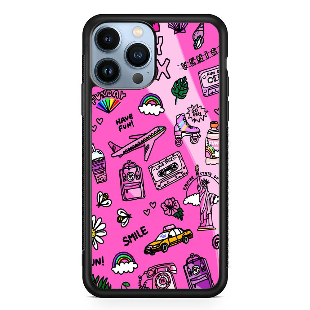 Pink Cute Girly Pattern 2D Rubber Phone Case-Black-Oxvistore