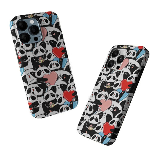 Pink Heart Panda 2 in 1 Tough Phone Case-Oxvistore