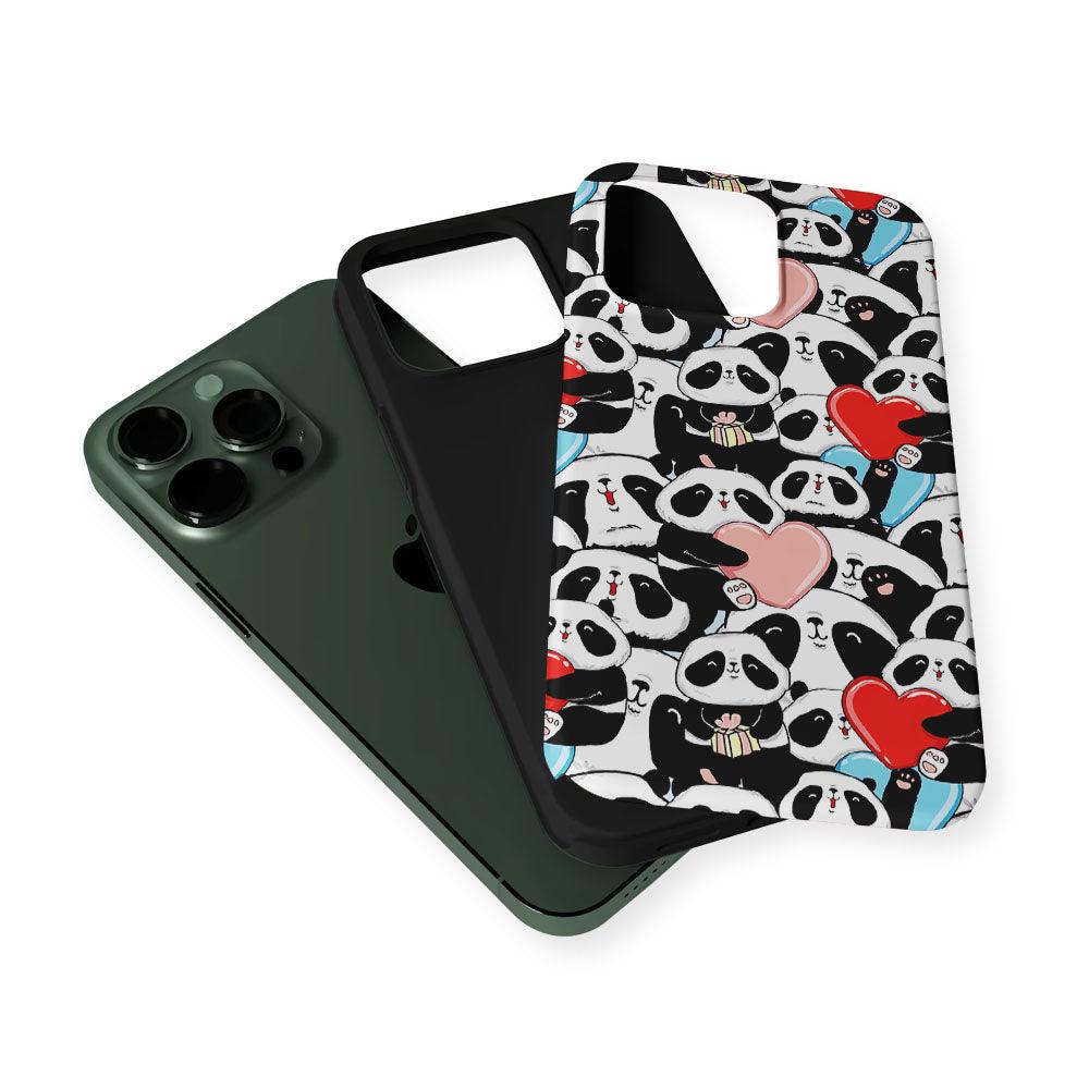 Pink Heart Panda 2 in 1 Tough Phone Case-Oxvistore