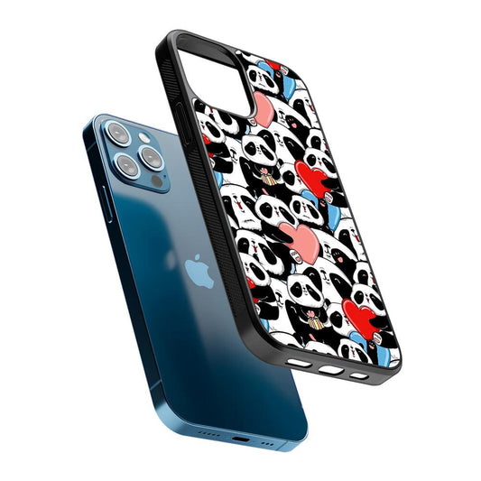 Pink Heart Panda 2D Rubber Phone Case-Oxvistore