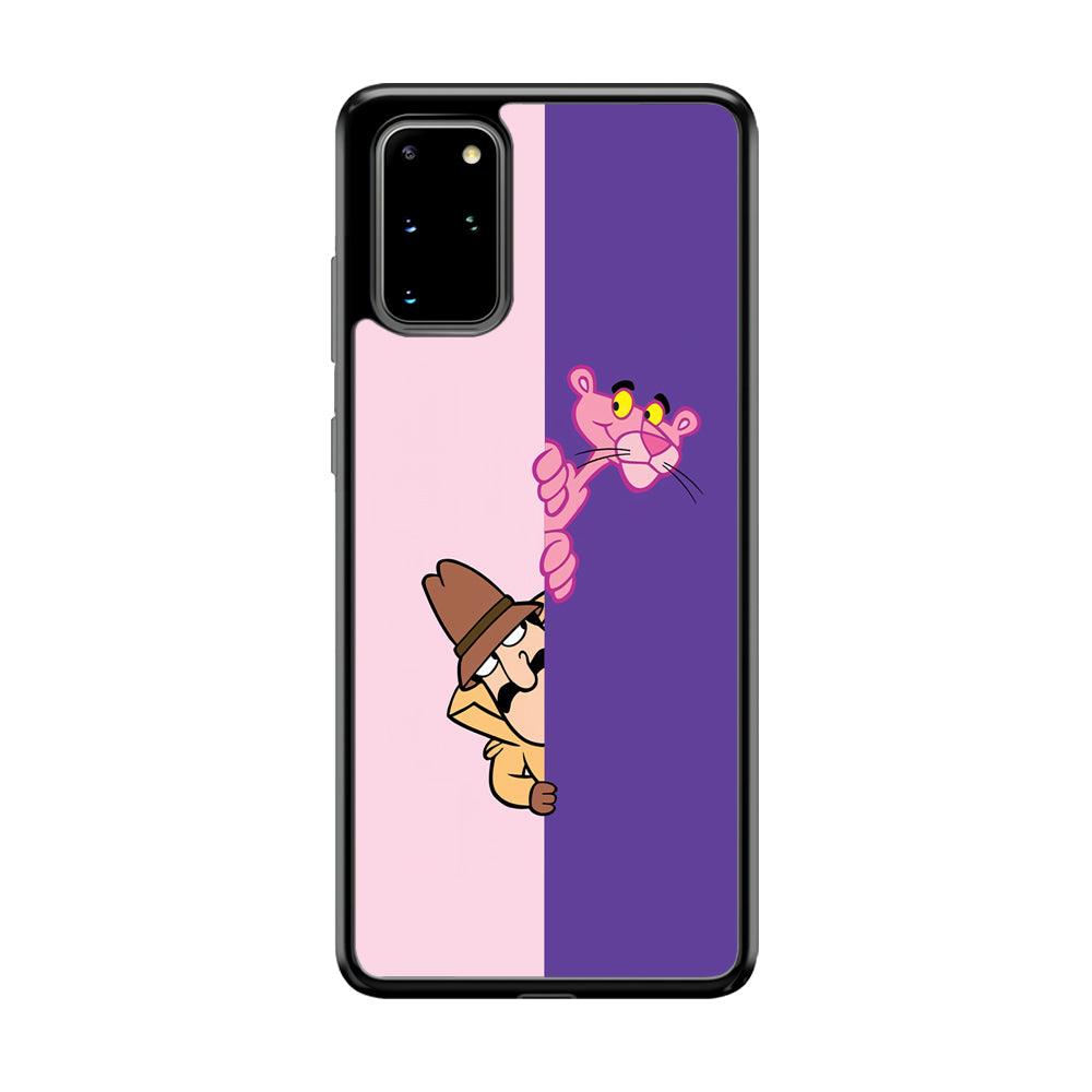Pink Panther Hide and Seek with Detective Samsung Galaxy S20 Plus Case-Rubber Black (2D Case)-Oxvistore