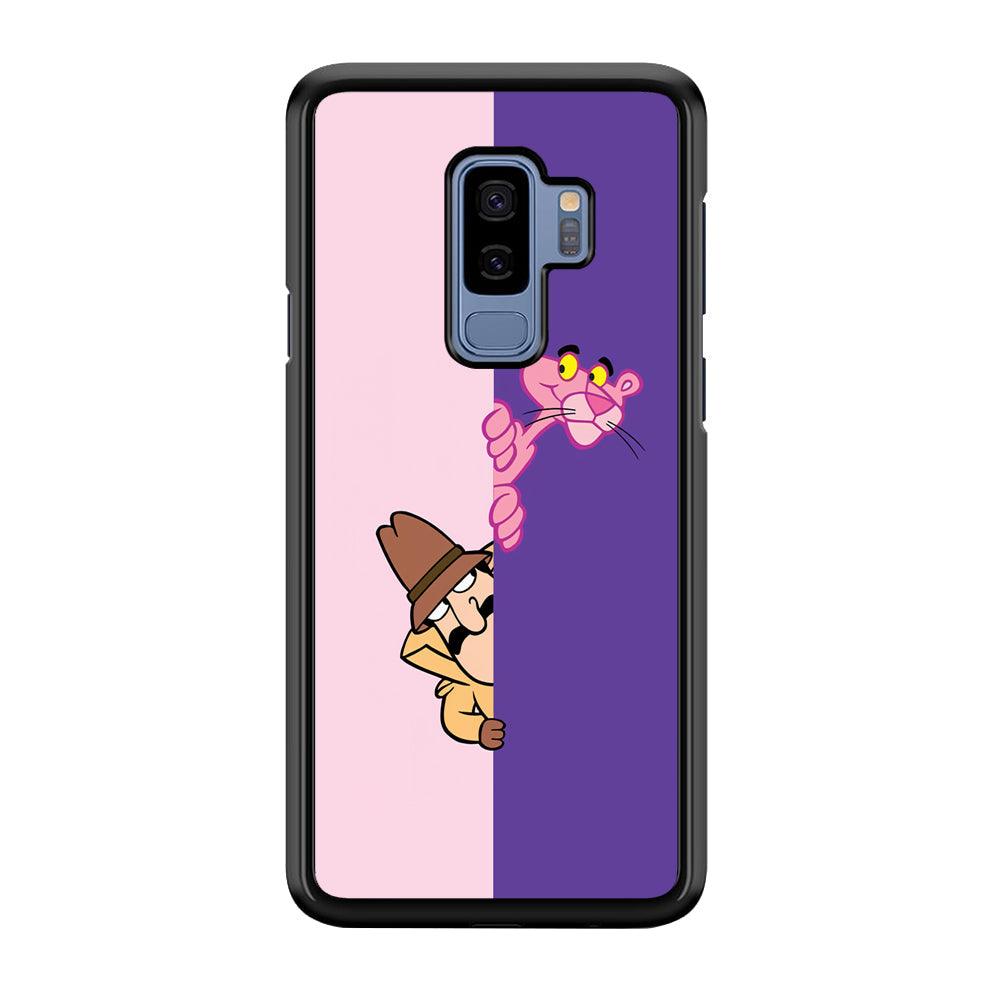 Pink Panther Hide and Seek with Detective Samsung Galaxy S9 Plus Case-Rubber Black (2D Case)-Oxvistore