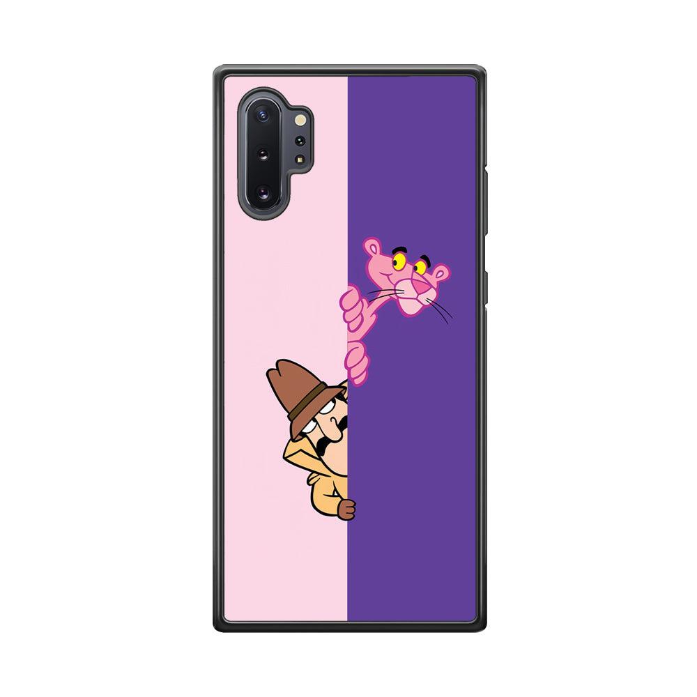 Pink Panther Hide and Seek with Detective Samsung Galaxy Note 10 Plus Case-Rubber Black (2D Case)-Oxvistore