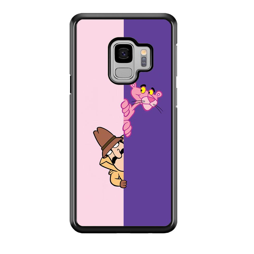 Pink Panther Hide and Seek with Detective Samsung Galaxy S9 Case-Rubber Black (2D Case)-Oxvistore