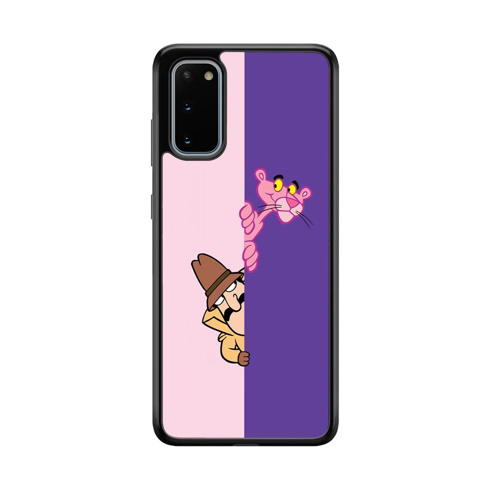 Pink Panther Hide and Seek with Detective Samsung Galaxy S20 Case-Rubber Black (2D Case)-Oxvistore