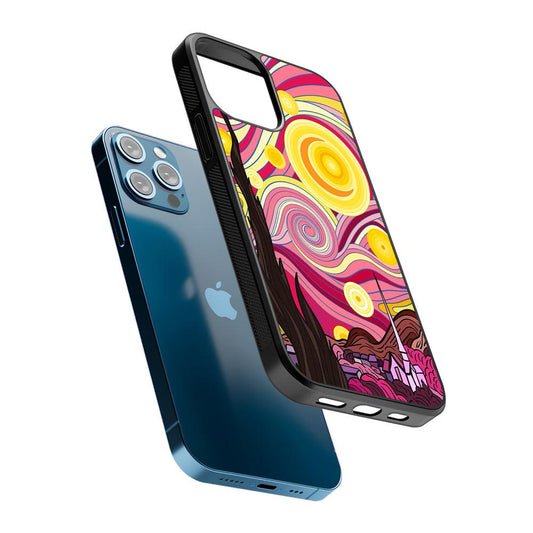 Pink Starry Night Van Gogh 2D Rubber Phone Case-Oxvistore