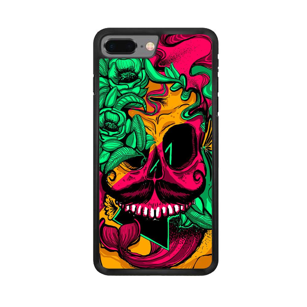 Pirates Skull Artistic Art iPhone 8 Plus Case-Rubber White (2D Case)-Oxvistore