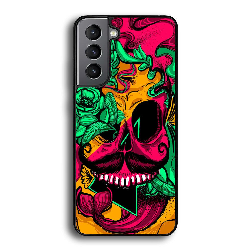Pirates Skull Artistic Art Samsung Galaxy S24 Case-Rubber White (2D Case)-Oxvistore