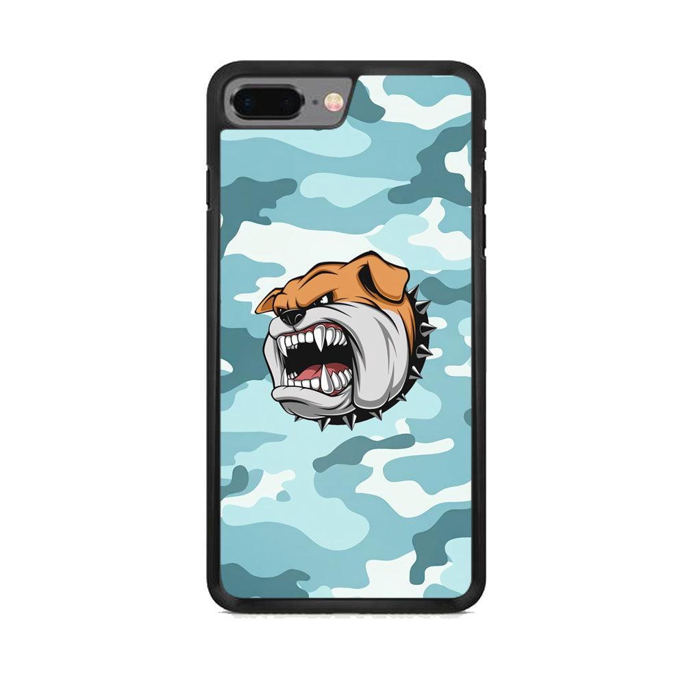 Pitbull Dog in Light Blue Camo iPhone 7 Plus Case-Rubber Black (2D Case)-Oxvistore