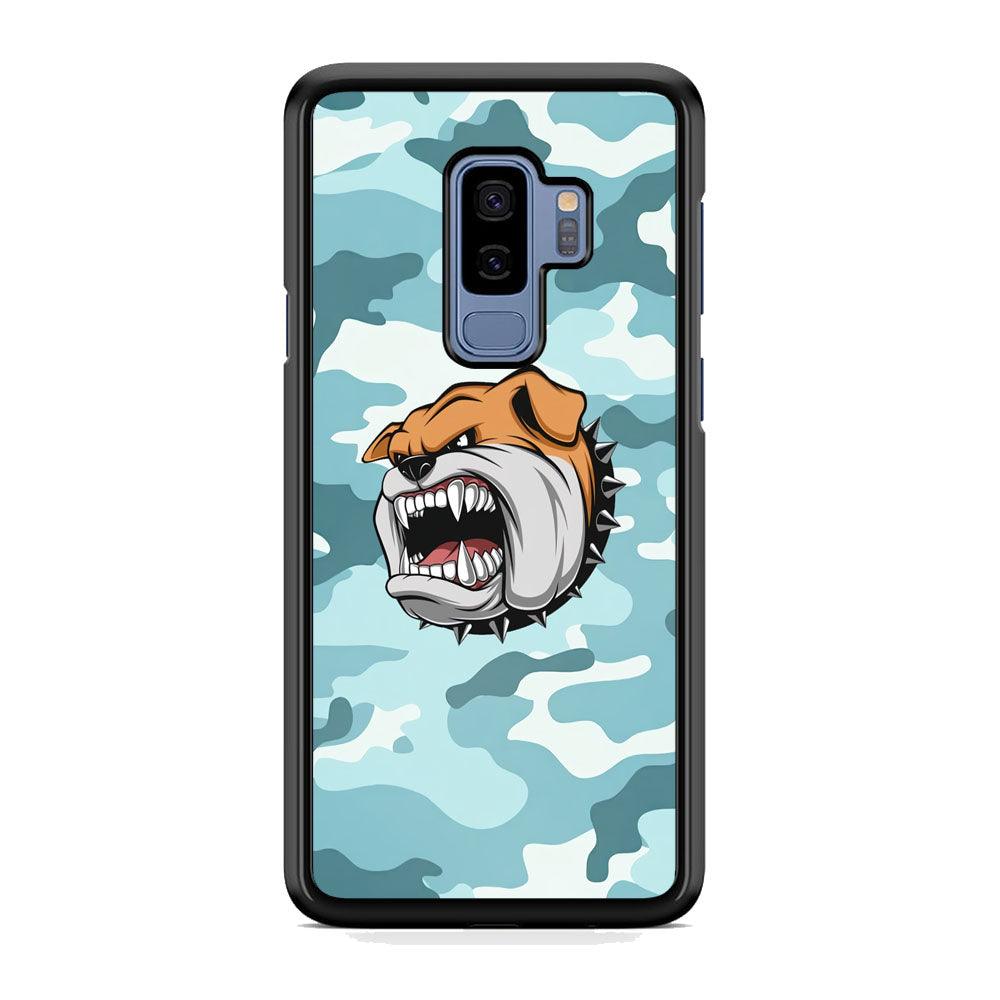 Pitbull Dog in Light Blue Camo Samsung Galaxy S9 Plus Case-Rubber Black (2D Case)-Oxvistore