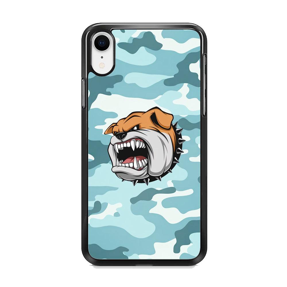 Pitbull Dog in Light Blue Camo iPhone XR Case-Rubber Black (2D Case)-Oxvistore