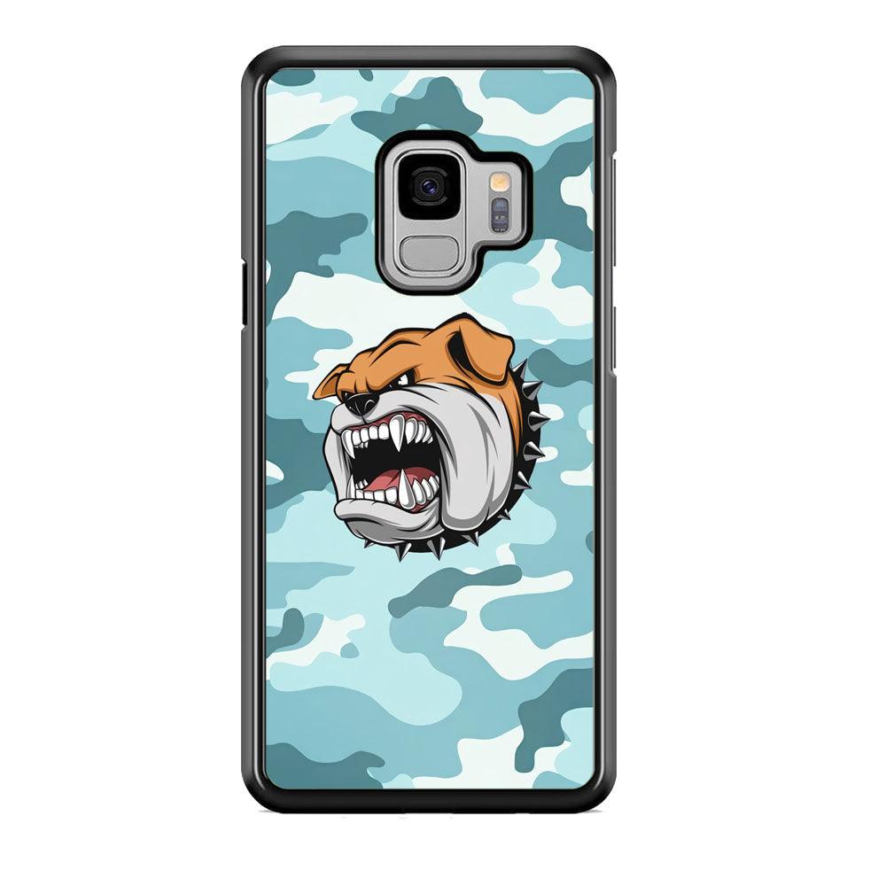 Pitbull Dog in Light Blue Camo Samsung Galaxy S9 Case-Rubber White (2D Case)-Oxvistore