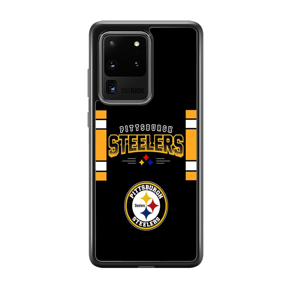 Pittsburgh Steelers Jersey on Black Samsung Galaxy S20 Ultra Case-Rubber Black (2D Case)-Oxvistore