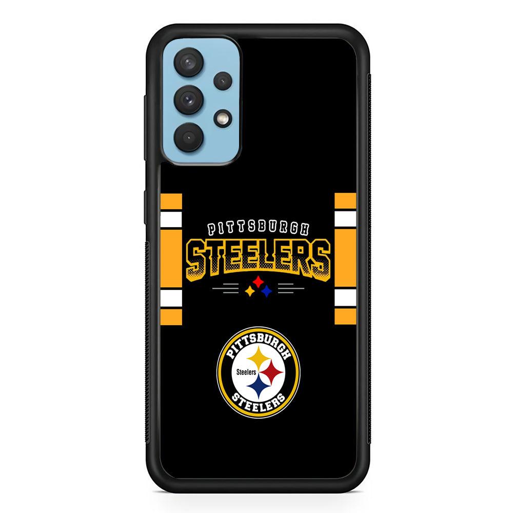 Pittsburgh Steelers Jersey on Black Samsung Galaxy A32 Case-Rubber Black (2D Case)-Oxvistore