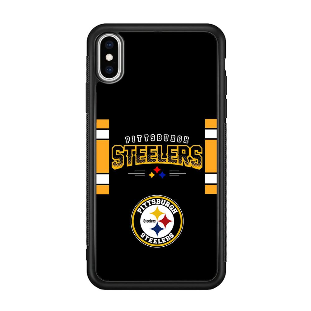 Pittsburgh Steelers Jersey on Black iPhone XS Case-Rubber Black (2D Case)-Oxvistore