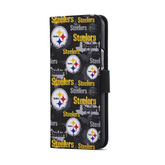 Pittsburgh Steelers Pattern Flip Wallet Phone Case-Oxvistore
