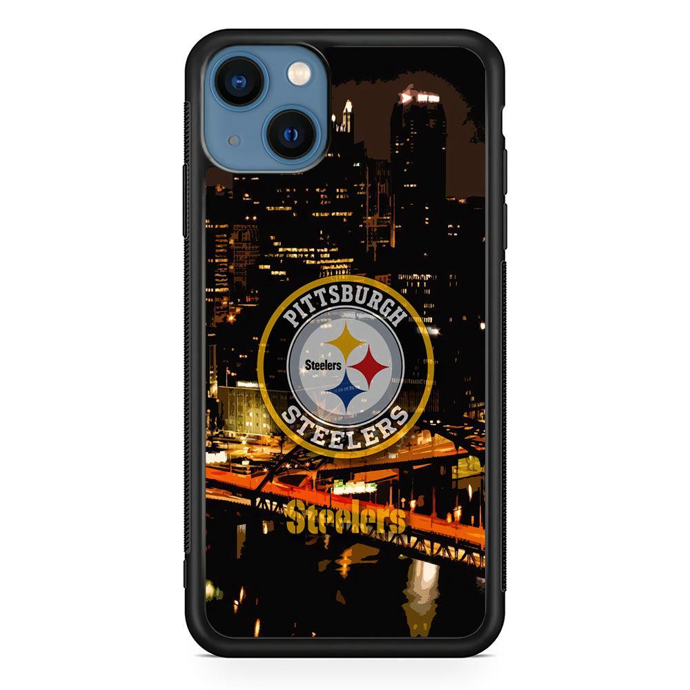 Pittsburgh Steelers The Dark Knight iPhone 13 Case-Rubber Black (2D Case)-Oxvistore